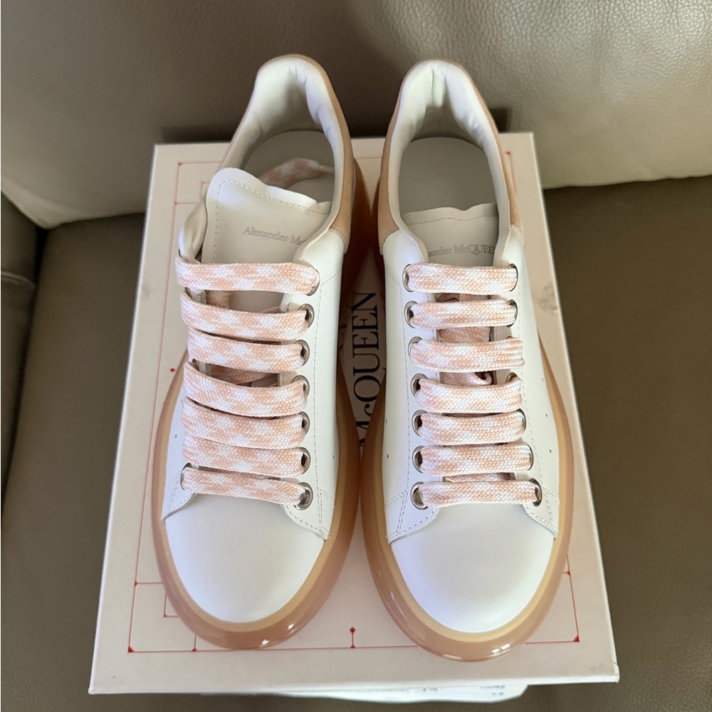 New. Alexander McQueen White and Tea Rose Women's Sneakers